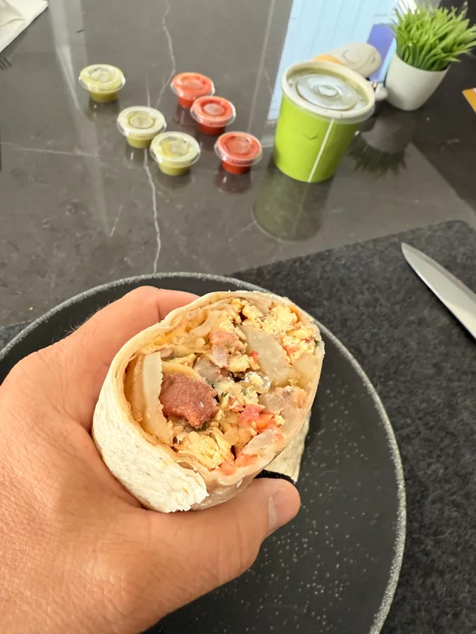 Photo of the burrito's length