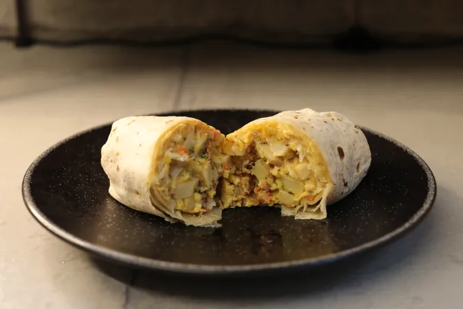 Photo of burrito's insides