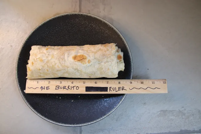 Photo of the burrito's length