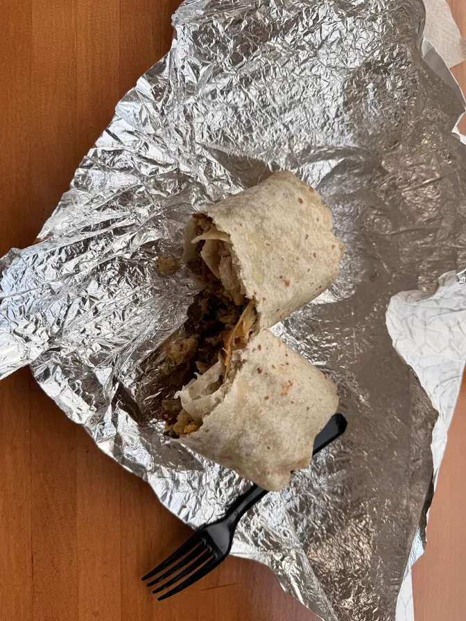 Photo of the burrito's length