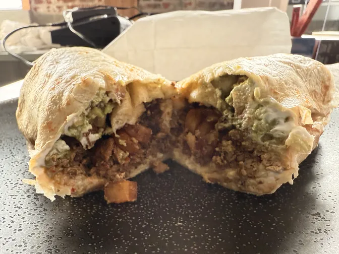 Photo of burrito's insides