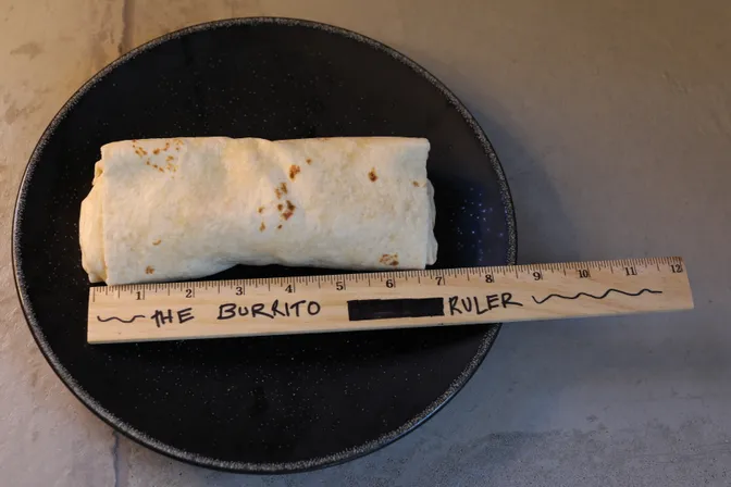 Photo of the burrito's length