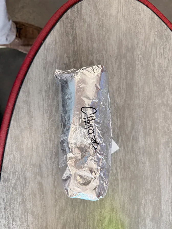 Photo of the burrito's length